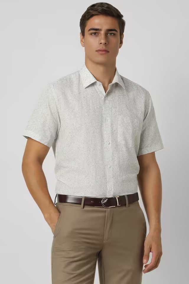 Printed Blended Fabric Regular Fit Men's Formal Wear Shirt