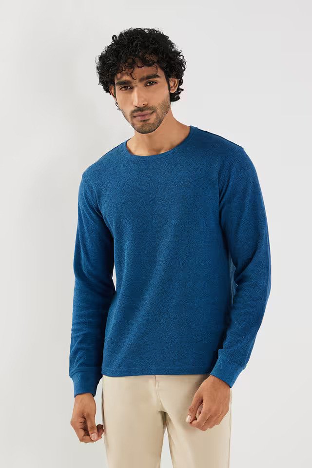 Solid Blended Fabric Round Neck Men's T-Shirt